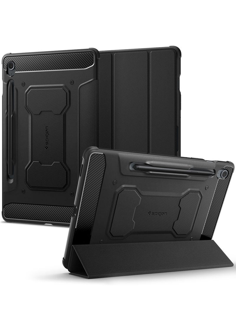 Spigen غطاء حماية Rugged Armor Pro لجهاز سامسونج جالاكسي تاب S9 FE (2023) مقاس 10.9 بوصة مع حامل قلم S - أسود  - Image 1