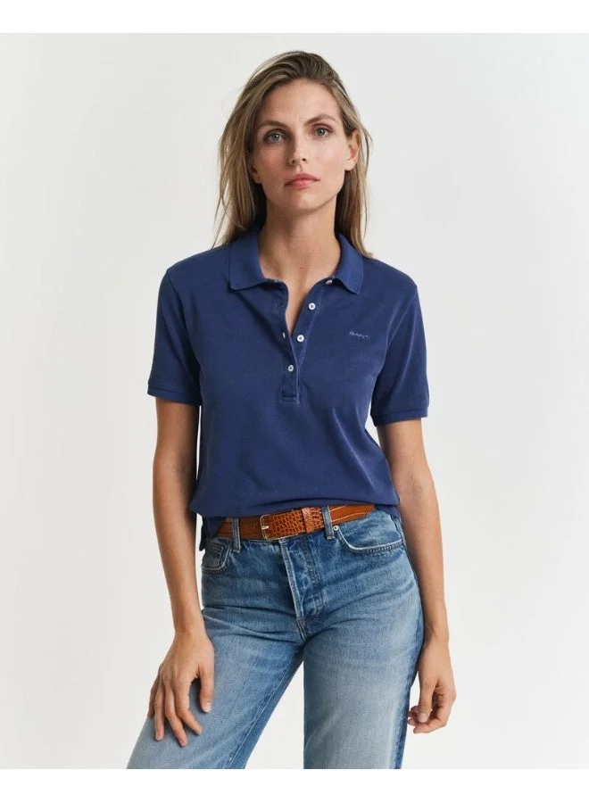 غانت قميص بولو قطني بأكمام قصيرة مطبوع عليه شعار