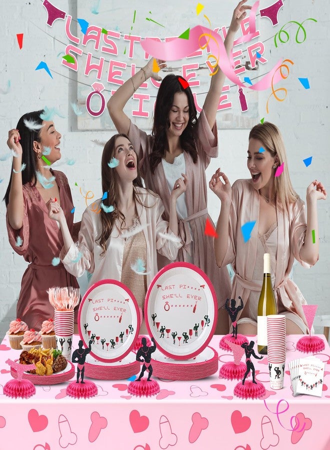 Meanplan 137 Pcs Bachelorette Party Decorations Male Dancer Tableware Set Serve 25 Guests, Honeycomb Centerpieces Hanging Banner for Bachelorette Bridal Shower Hen Party Favor - Image 2