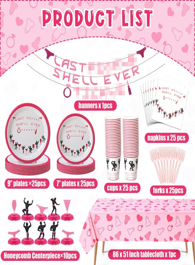 Meanplan 137 Pcs Bachelorette Party Decorations Male Dancer Tableware Set Serve 25 Guests, Honeycomb Centerpieces Hanging Banner for Bachelorette Bridal Shower Hen Party Favor - Image 3