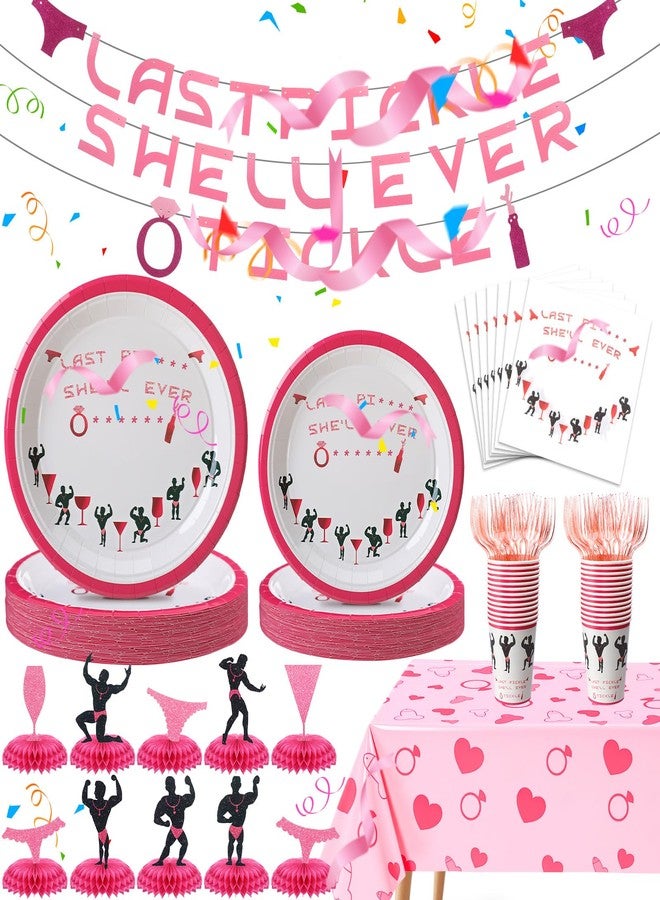 Meanplan 137 Pcs Bachelorette Party Decorations Male Dancer Tableware Set Serve 25 Guests, Honeycomb Centerpieces Hanging Banner for Bachelorette Bridal Shower Hen Party Favor - Image 1