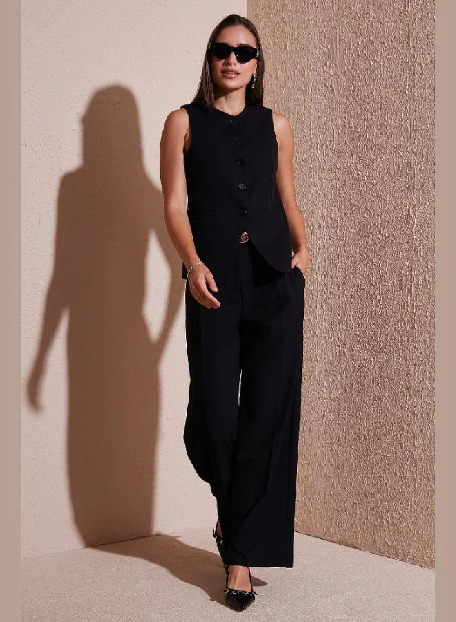 ليلا بنطلون واسع نسائي بخصر مرتفع