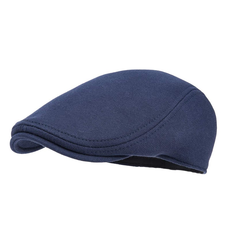 FEINION Men Cotton Newsboy Cap Soft Fit Cabbie Hat (Navy Blue) - Image 1