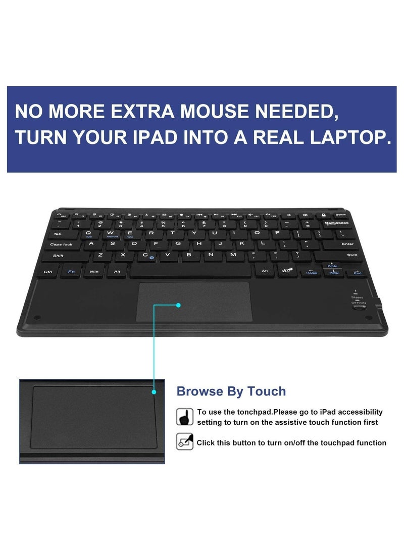 Case with Pencil Holder and Touchpad, Wireless Keyboard with Bluetooth, Smart Folio Leather Cover for iPad Air 3 2020/iPad 8th/7th10.2 inch. - Image 2