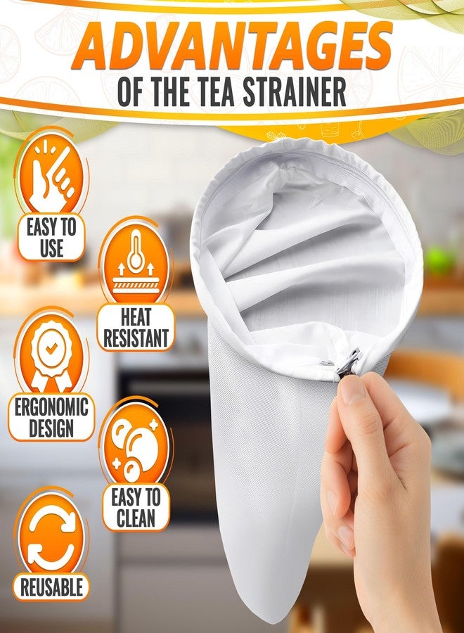 V TOWER 5.3" Large Thai Tea Strainer - Ultra Fine Mesh Сloth Strainer, with Stainless Steel Handle, Reusable, Easy to Clean - Coffee & Tea Filter Suitable for Milk, Juice, Vine & Сottage Сheese Filtering - Image 3
