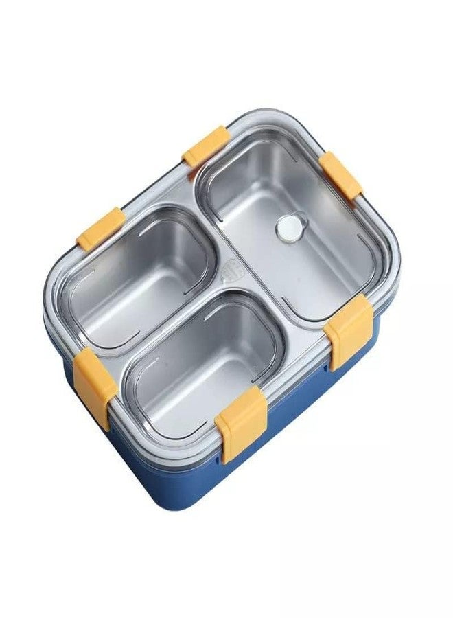 SKDBPM Stainless Steel Lunch Box with Airtight Spill-Proof Lid, 3-Compartment Tiffin Box for School and Office, Multi-Color - Image 1