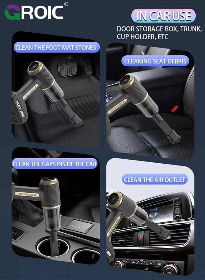 GROIC Handheld Car Vacuum Cleaner, 19000Pa Vacuum Cleaner and Air Duster, 120W High Power Handheld Car Vacuum Cleaner with LED Light and Multi-Nozzles for Car, Home, Office, Pet - Image 5