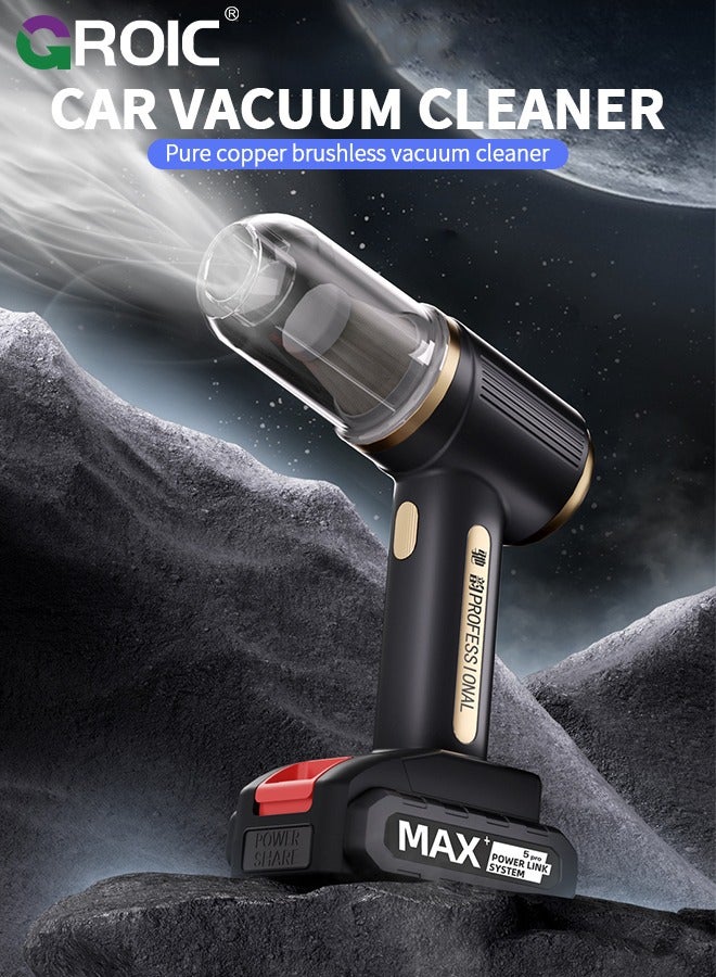 GROIC Handheld Car Vacuum Cleaner, 19000Pa Vacuum Cleaner and Air Duster, 120W High Power Handheld Car Vacuum Cleaner with LED Light and Multi-Nozzles for Car, Home, Office, Pet - Image 2