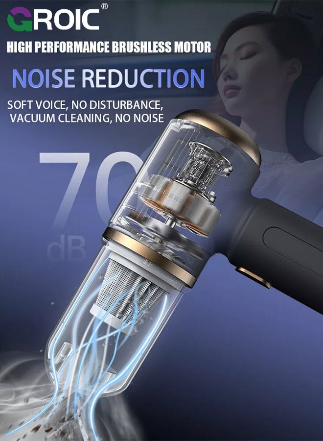 GROIC Handheld Car Vacuum Cleaner, 19000Pa Vacuum Cleaner and Air Duster, 120W High Power Handheld Car Vacuum Cleaner with LED Light and Multi-Nozzles for Car, Home, Office, Pet - Image 3