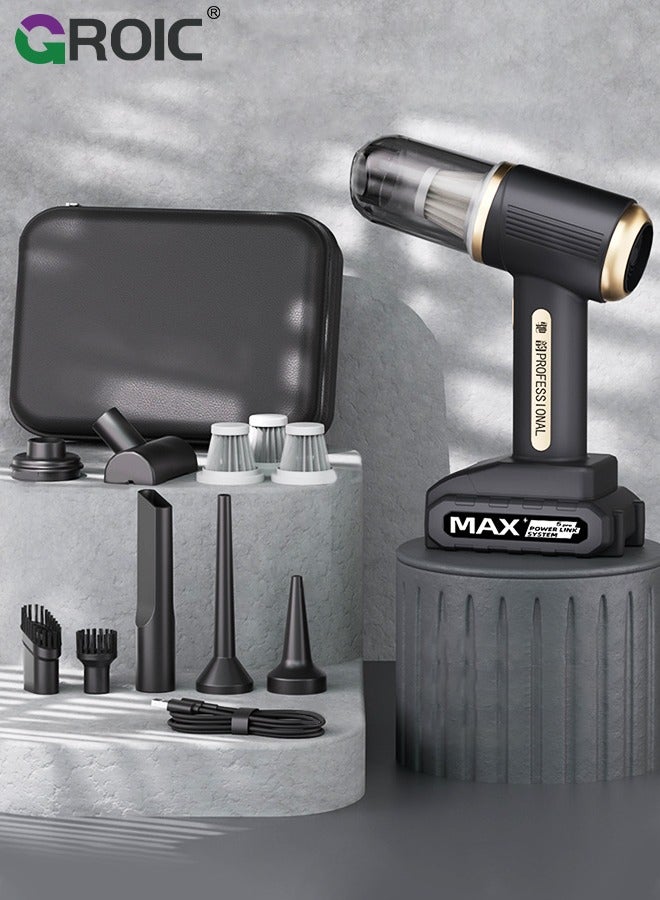 GROIC Handheld Car Vacuum Cleaner, 19000Pa Vacuum Cleaner and Air Duster, 120W High Power Handheld Car Vacuum Cleaner with LED Light and Multi-Nozzles for Car, Home, Office, Pet - Image 1