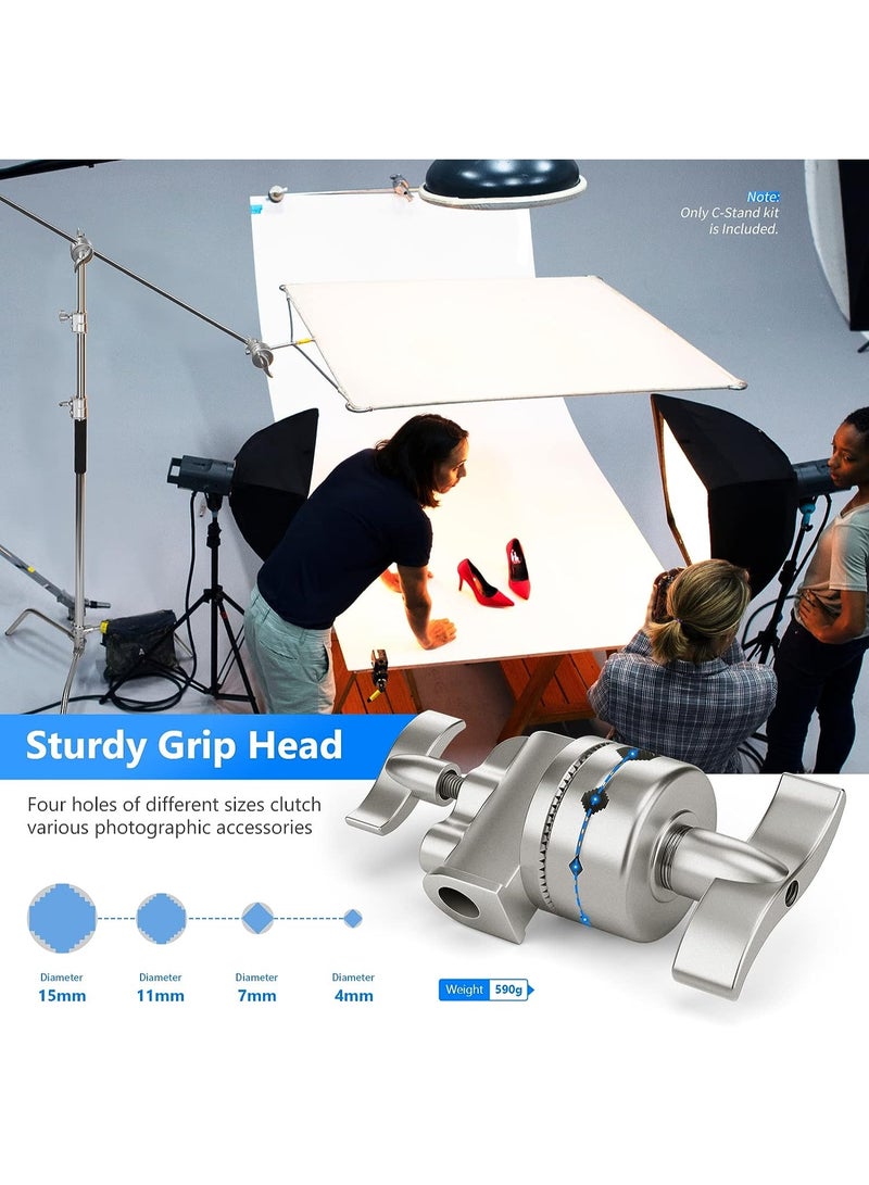 PROMAGE PM-CS360 Stainless Steel C-Stand with Boom Arm – Heavy Duty Photography Light Stand, 100% Stainless Steel, Max Height 10.5ft/320cm, Silver – Professional Studio Equipment for Lights, Softbox, Flash, Video - Image 5