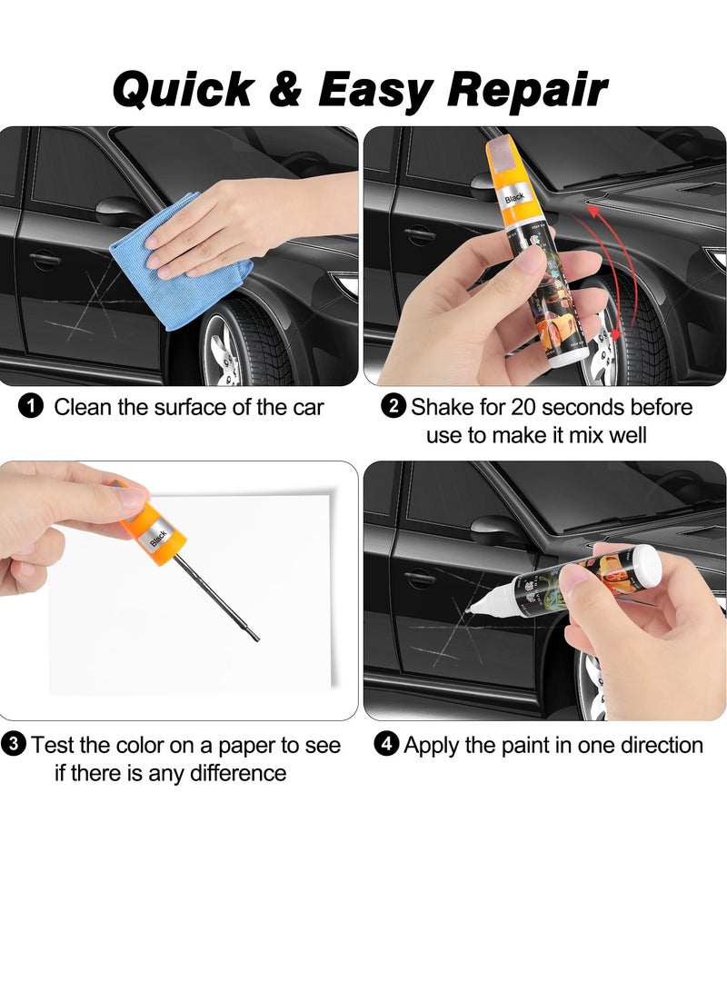 4 Pack Car Scratch Repair Kit - 2 in 1 Touch Up Paint Pen for Deep & Minor Scratches, Easy Car Scratch Remover, Black Paint for Cars - Image 3