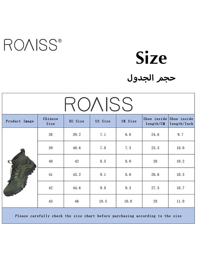 رويس أحذية المشي للرجال، أحذية منسوجة للمشي النهري بمقاسات كبيرة، أحذية مشي مضادة للانزلاق وممتصة للصدمات، أحذية برمائية خارجية خفيفة الوزن برباط، أحذية رياضية عالية الساق باللون الأخضر - Image 5
