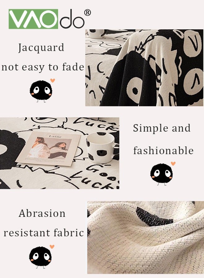 فاو دو غطاء كنب من الشانيل بأربعة مقاعد لأربعة مواسم، غطاء أريكة من الشانيل، غطاء أريكة بتصميم رائع وغطاء أريكة منسوج منسوج على شكل كرتون مزخرف ومناسب للحيوانات الأليفة في العديد من المناسبات، مقاس كبير 180*300 سم - Image 5