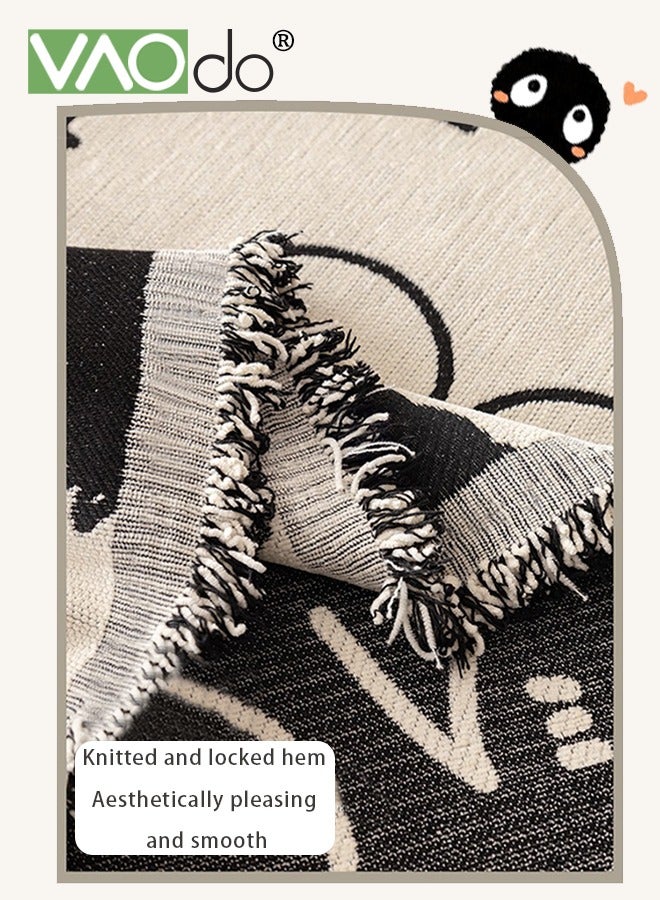 فاو دو غطاء كنب من الشانيل بأربعة مقاعد لأربعة مواسم، غطاء أريكة من الشانيل، غطاء أريكة بتصميم رائع وغطاء أريكة منسوج منسوج على شكل كرتون مزخرف ومناسب للحيوانات الأليفة في العديد من المناسبات، مقاس كبير 180*300 سم - Image 3