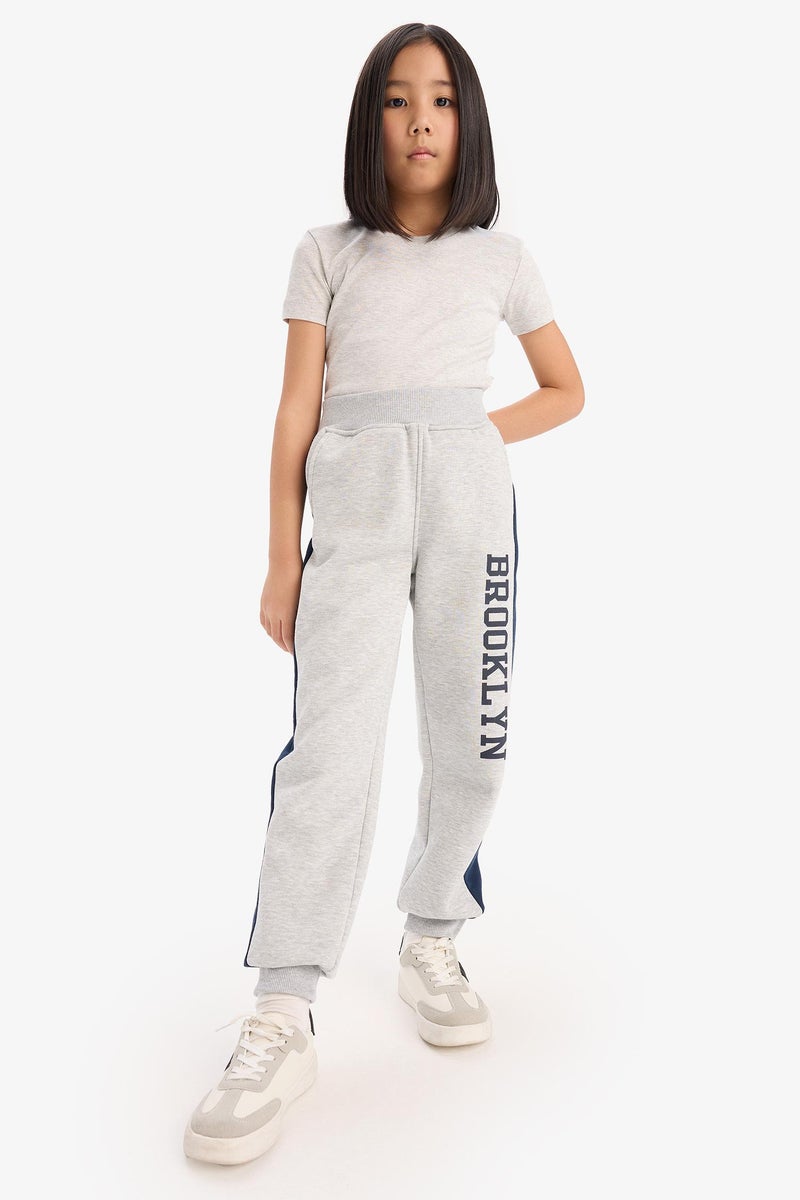 DeFacto Grey Girl Girl Printed Thick Jogger Sweatpants Casual - Image 2