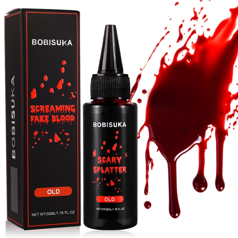 BOBISUKA Halloween Fake Blood Old Fake Blood 176oz Realistic Washable Liquid Dripping Fake Blood Makeup Kit for Halloween SFX Makeup Cosplay Party Stage Horror Film