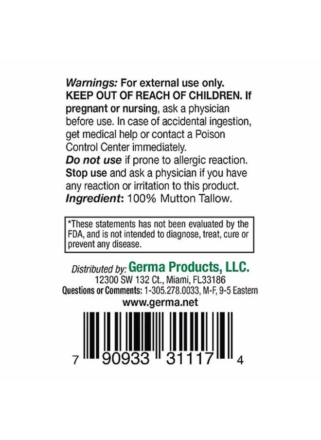 Germa Mutton Tallow Cream - 100% Pure Sebo Flandes Moisturizer for Hands & Sunburn Relief, Adult Skin Care, 0.7oz  - Image 2