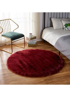 Super Soft Rabbit Fur Round Living Room Wool Fleece Carpet with Anti Slip Bottom (Size 80CM)