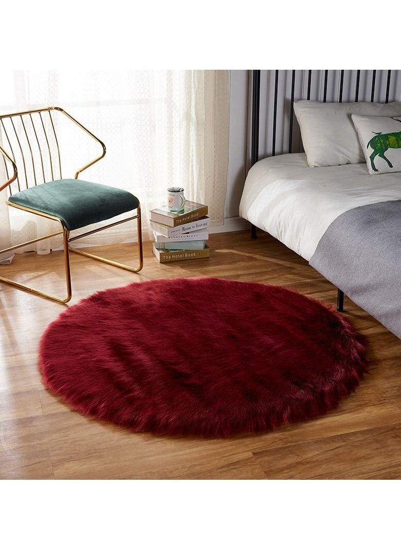 Mei Stylish - Super Soft Rabbit Fur Round Living Room Wool Fleece Carpet with Anti Slip Bottom (Size 80CM) - Image 1