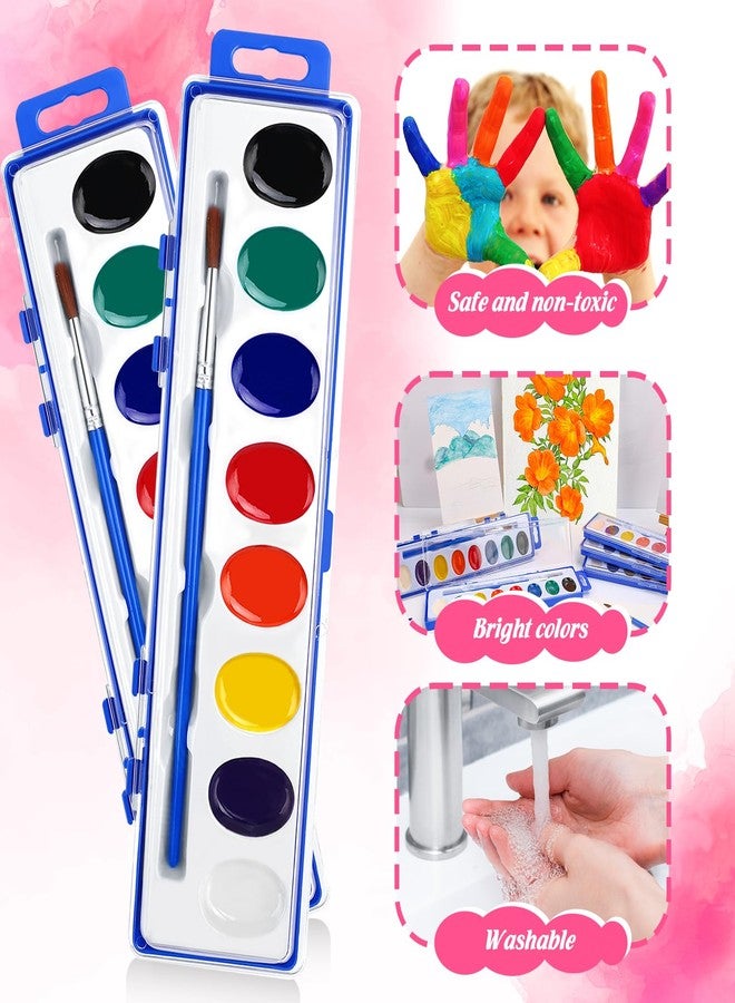 FUMILE 30 Pack Watercolor Paint Set, 8 Colors Washable Valentines Water Color Paint Set for Kids with Paintbrush, Watercolor Paint for Prizes Exchange Gifts, Easter Basket Stuffers, Party Favor, Classroom - Image 3
