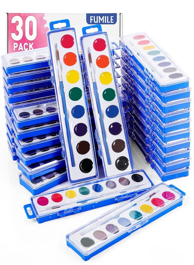 FUMILE 30 Pack Watercolor Paint Set, 8 Colors Washable Valentines Water Color Paint Set for Kids with Paintbrush, Watercolor Paint for Prizes Exchange Gifts, Easter Basket Stuffers, Party Favor, Classroom - Image 1
