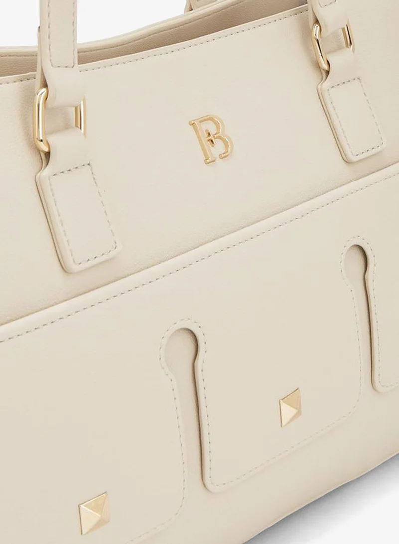 Flora Bella By Shoexpress cream Solid Tote Bag With Double Handle for Women | Best Price UAE