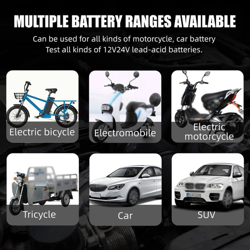 Eacam Car Battery Tester - Internal Resistance Tester 12Volt/24Volt Intelligent Car Motorcycle Battery Tester Portable Digital Display Battery Test Device Automotive Battery Tester - Image 5