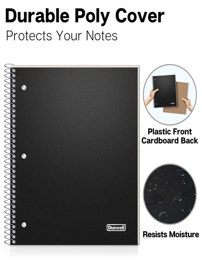 Dunwell 1 Subject Spiral Notebook (College Ruled) 80 Sheets, 8.5 x 11 Black Plastic Cover Notebook, One Subject Notebook with Perforated Paper, Inner Pockets, Spiral Notebook for School Note Taking - Image 4