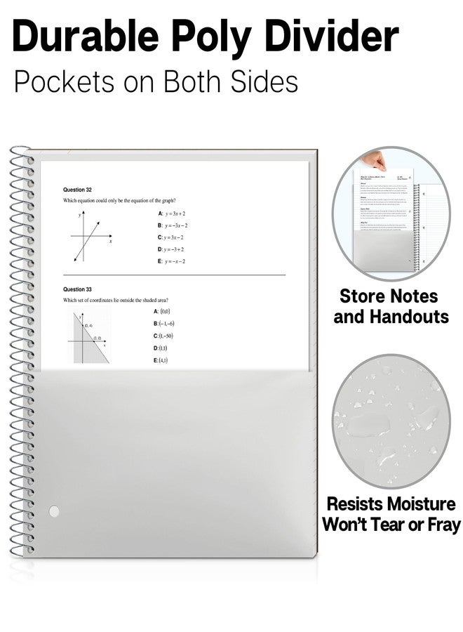 Dunwell 1 Subject Spiral Notebook (College Ruled) 80 Sheets, 8.5 x 11 Black Plastic Cover Notebook, One Subject Notebook with Perforated Paper, Inner Pockets, Spiral Notebook for School Note Taking - Image 5
