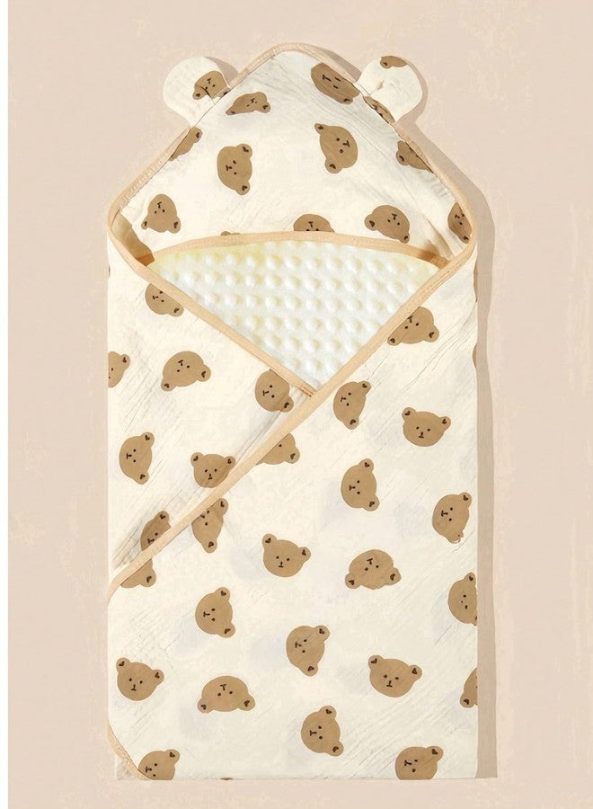SEVDO Baby Swaddel Blanket Cotton Muslin,Baby Receiving Blankets for Unisex Girls Boys, Neutral Toddler Fluffy Infant Newborn Nuilt Crib,Thick Crib Bedding Dotted Backing Double Layer 31"x31" (Bear Head) - Image 4