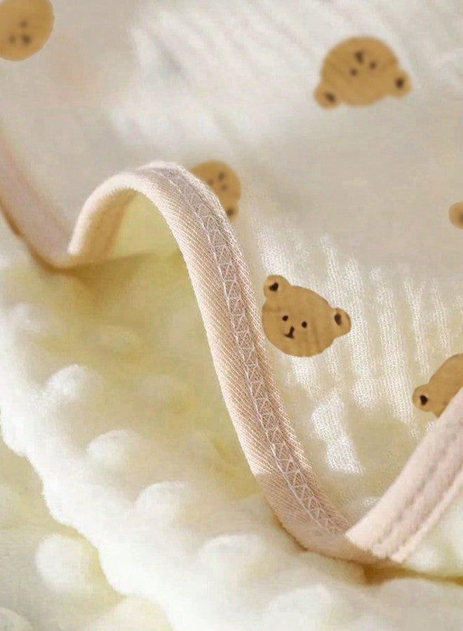 SEVDO Baby Swaddel Blanket Cotton Muslin,Baby Receiving Blankets for Unisex Girls Boys, Neutral Toddler Fluffy Infant Newborn Nuilt Crib,Thick Crib Bedding Dotted Backing Double Layer 31"x31" (Bear Head) - Image 5