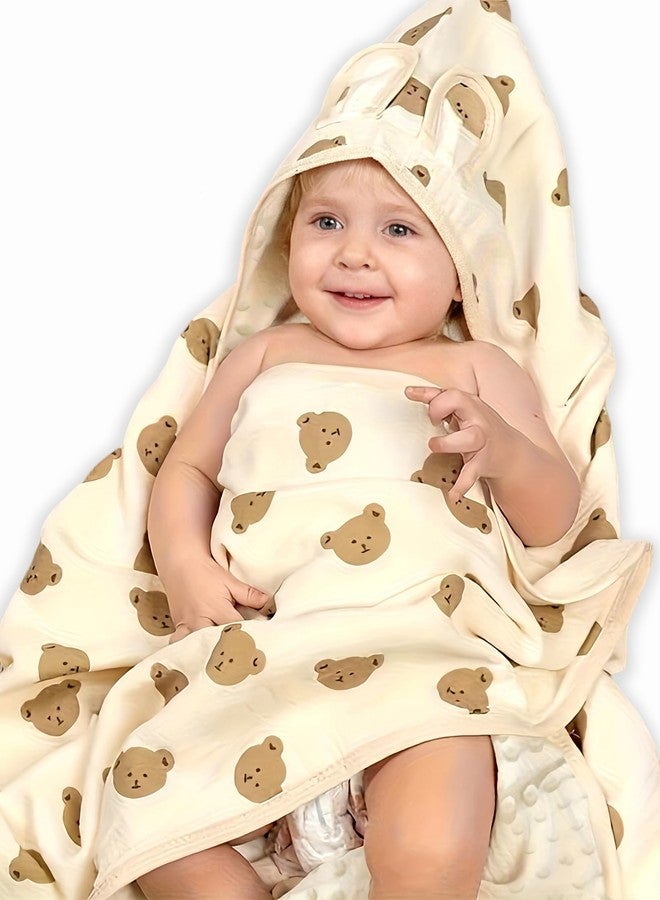 SEVDO Baby Swaddel Blanket Cotton Muslin,Baby Receiving Blankets for Unisex Girls Boys, Neutral Toddler Fluffy Infant Newborn Nuilt Crib,Thick Crib Bedding Dotted Backing Double Layer 31"x31" (Bear Head) - Image 1