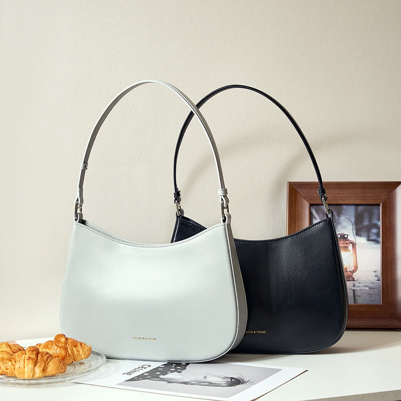 Women's Genuine Cowhide Leather Shoulder Bag Korean Style Retro Vertical Square Large Underarm Bag - Image 4