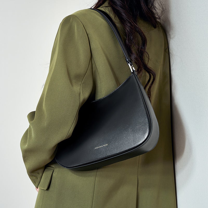 Women's Genuine Cowhide Leather Shoulder Bag Korean Style Retro Vertical Square Large Underarm Bag - Image 3