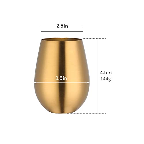BISDARUN 17 oz Stainless Steel Stemless Wine Glass, Outdoor Portable Wine Tumbler for the Pool, Camping,Cookouts, Travel-Set of 2 Metal Drinking Cups Father's Day, Oktoberfest（Gold） - Image 4
