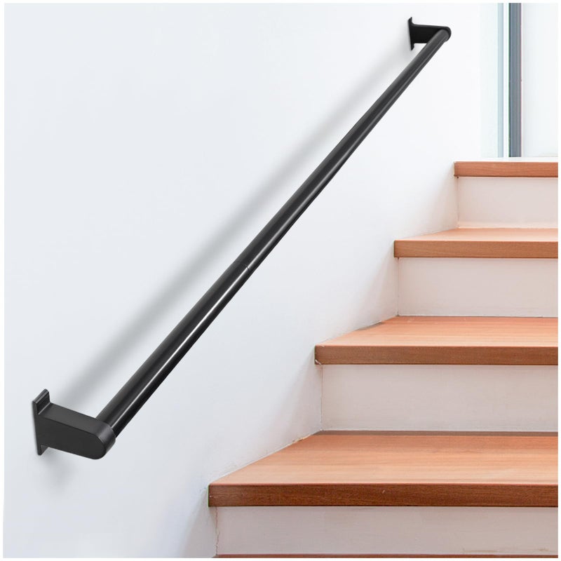 SDNBHT Industrial Stair Railing Metal Hand Rails for Indoor Outdoor Steps Wall Mount Hand Rails for Indoor Stairs 125 Pipe Stair Handrail for Steps Aluminum Staircase Handrail Hand Railing 4ft