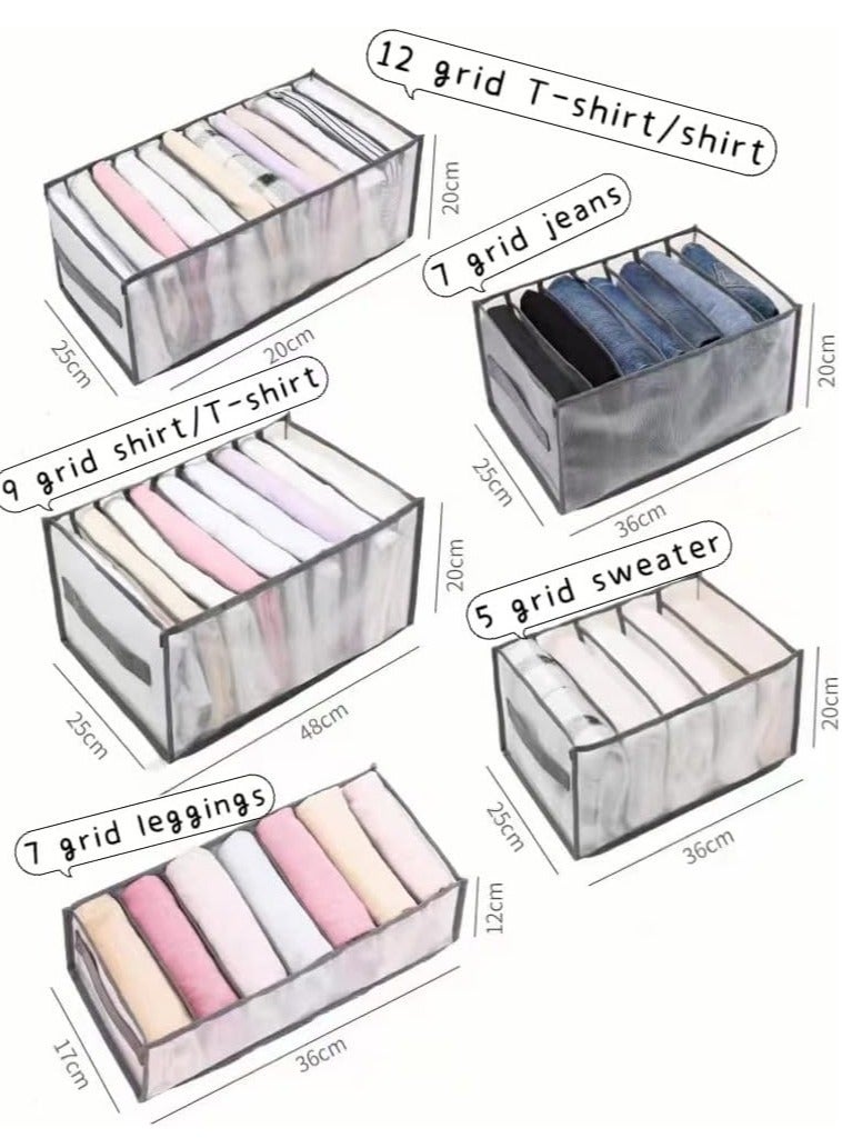 Arabest Clothes Organizer, 5 PCS Storage Bag, Closet Clothing Storage Bins with Handle, Compartment Storage Box for Jeans Trousers T-shirt Underwear Leggings  - Image 5