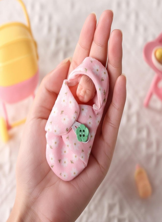BABESIDE Mini Full Silicone Baby Doll Set - 4.5 Inch Realistic Sleeping Newborn Doll with Feeding Bottle, Stroller, High Chair & Gift Box, Soft Silicone Mini Reborn Baby Toy for Kids Age 3+ - Image 4