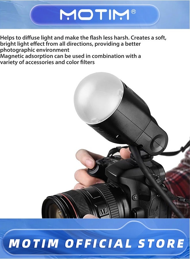 Motim Flash Diffuser Dome for Camera Flasher, Magnetic Light Diffuser Attachment for Godox AK R11 - Image 3