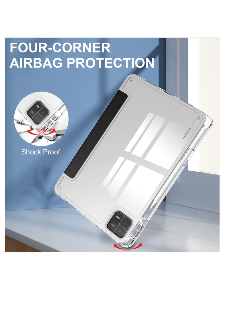 SYOSI Case with Pen Holder for Xiaomi Pad 6 / Pad 6 Pro,  Transparent Hard Shell Back Trifold Smart Cover Protective Slim Case for Xiaomi Mi Pad 6 /Pad 6 Pro 11” 2023 Release (Black) - Image 5