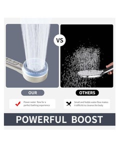 OUYoo OUYoo Filtered Shower Head with Handheld, High Pressure Shower Heads with Scalp Massager Shampoo Brush for Skin & Hair Care, Filtered Shower Head with Handheld Sprayer Soften Hard Water High Pressure Handheld Shower Head  4 Modes Water Saving Filter, Pause Switch, Luxury Silver Showerhead for Healthier Bathing Experience.（Silver）  - Image 3