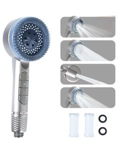 OUYoo OUYoo Filtered Shower Head with Handheld, High Pressure Shower Heads with Scalp Massager Shampoo Brush for Skin & Hair Care, Filtered Shower Head with Handheld Sprayer Soften Hard Water High Pressure Handheld Shower Head  4 Modes Water Saving Filter, Pause Switch, Luxury Silver Showerhead for Healthier Bathing Experience.（Silver）  - Image 1