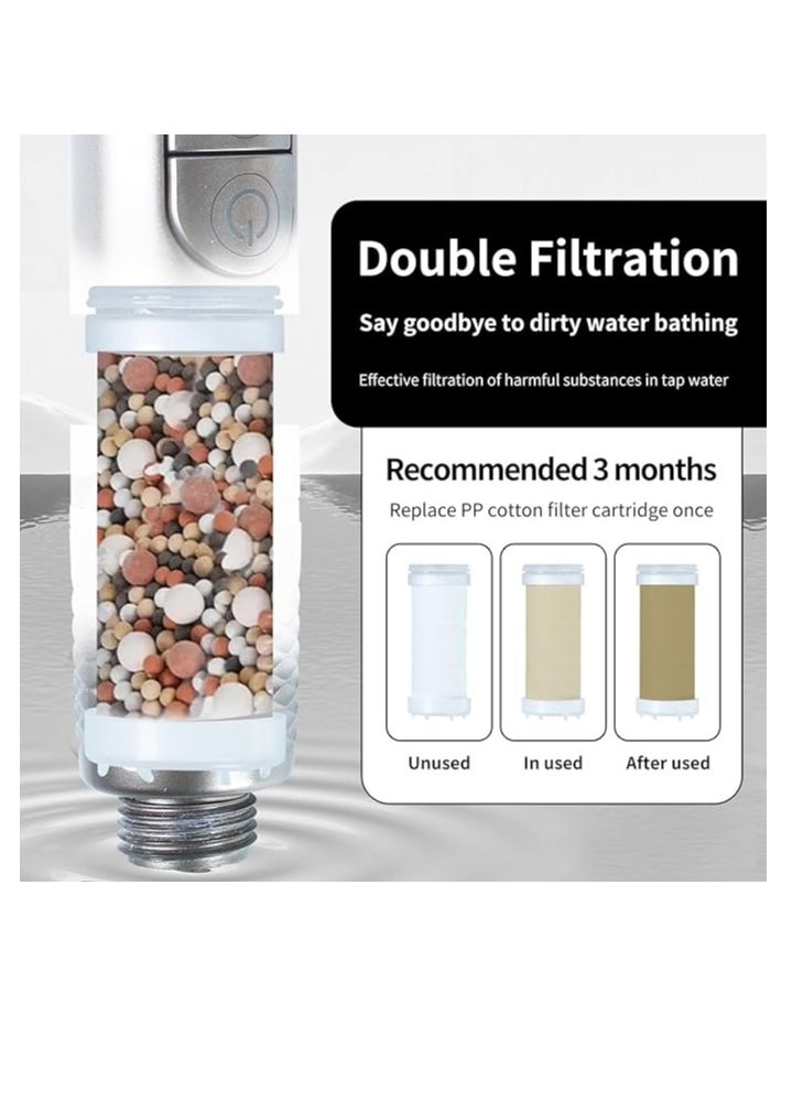 OUYoo OUYoo Filtered Shower Head with Handheld, High Pressure Shower Heads with Scalp Massager Shampoo Brush for Skin & Hair Care, Filtered Shower Head with Handheld Sprayer Soften Hard Water High Pressure Handheld Shower Head  4 Modes Water Saving Filter, Pause Switch, Luxury Silver Showerhead for Healthier Bathing Experience.（Silver）  - Image 5