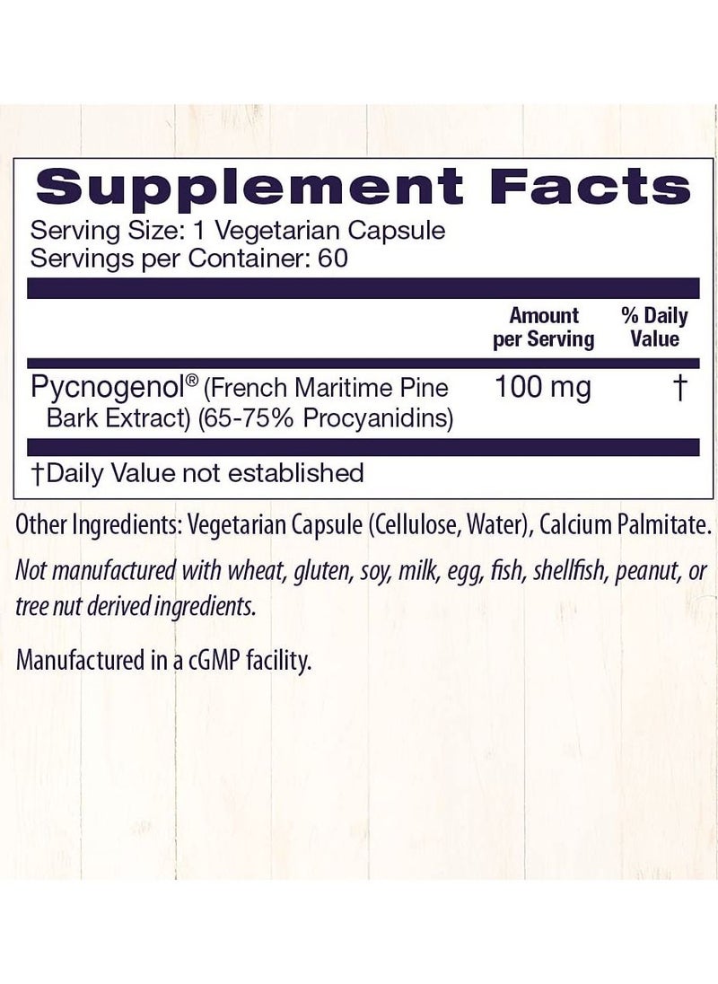 Healthy Origins Pycnogenol Look, Feel, and Live Better, Clinically Studied French Maritime Pine Bark Extract 100 mg Dietary Supplement - 60 Veggie Caps  - Image 4