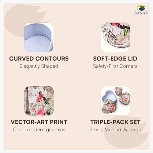 Sanas Heart Shaped Box (3Pcs) Storage Organiser Jewellery Box For Women Valentine Day Gift Boxes Mothers Day Gift Heart Shape Aesthetic Room Décor Container Boxes For Storage Cute (3Pcs) (Dark Brown) - Image 4