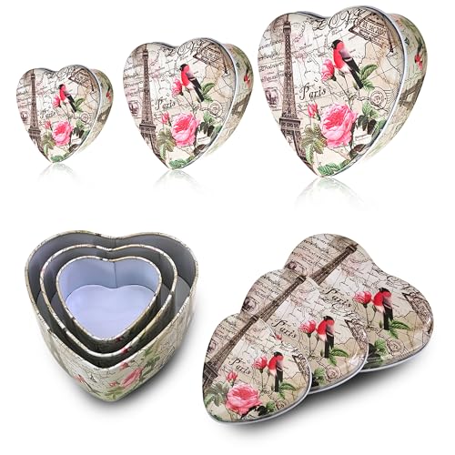 Sanas Heart Shaped Box (3Pcs) Storage Organiser Jewellery Box For Women Valentine Day Gift Boxes Mothers Day Gift Heart Shape Aesthetic Room Décor Container Boxes For Storage Cute (3Pcs) (Dark Brown) - Image 1
