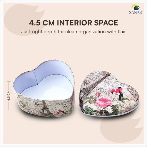 Sanas Heart Shaped Box (3Pcs) Storage Organiser Jewellery Box For Women Valentine Day Gift Boxes Mothers Day Gift Heart Shape Aesthetic Room Décor Container Boxes For Storage Cute (3Pcs) (Dark Brown) - Image 3