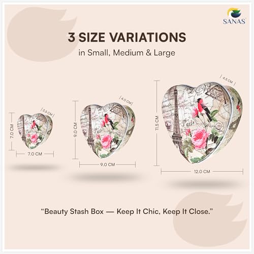 Sanas Heart Shaped Box (3Pcs) Storage Organiser Jewellery Box For Women Valentine Day Gift Boxes Mothers Day Gift Heart Shape Aesthetic Room Décor Container Boxes For Storage Cute (3Pcs) (Dark Brown) - Image 2