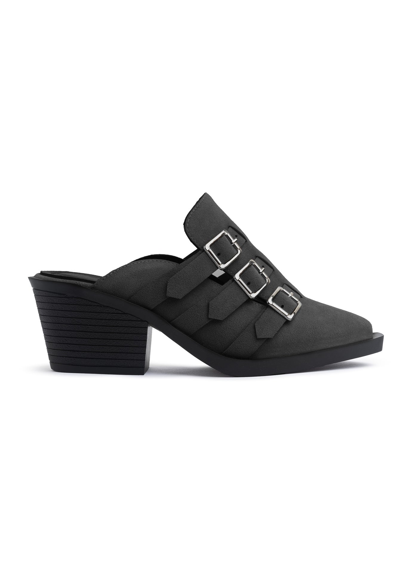 Triple Buckle Heel Mules
